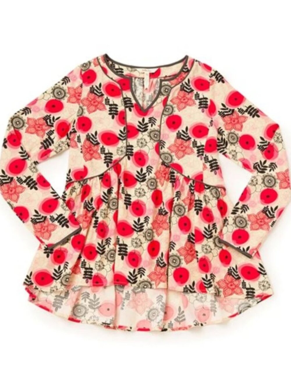 Matilda Jane Make Believe Mistletoe Magic Peplum Tunic Floral Top S Boho